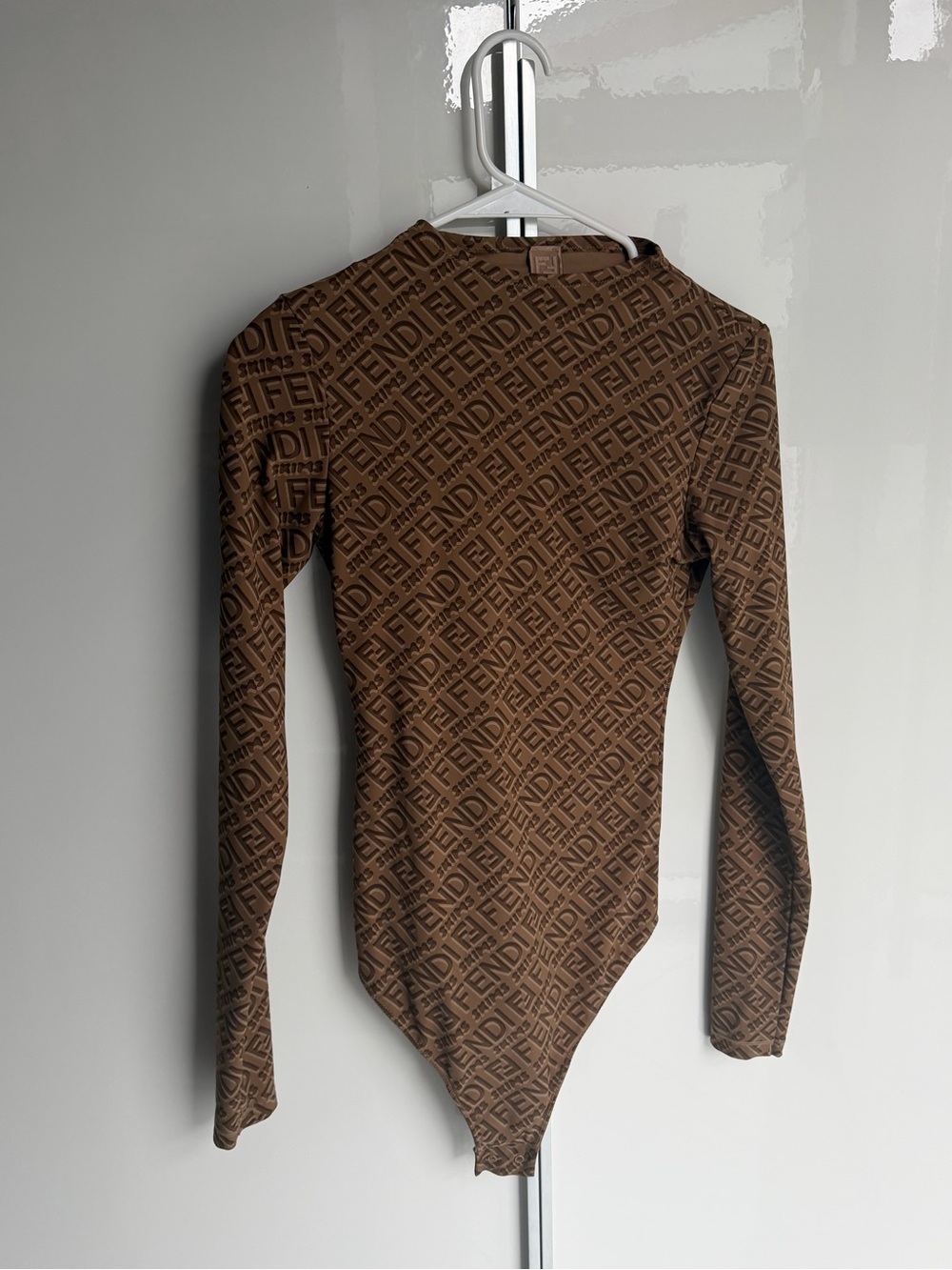 Fendi X Skims Brown FF Jacquard Long-Sleeve Bodysuit - Picture 3 of 4